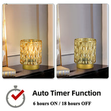 Load image into Gallery viewer, Battery Operated Table Lamps Timer, Mini Crystal Lamp for Area No Plug, Cordless Lamp with LED Bulb for Power Outage, Decorative Lamp for Tabletop/Corner/Entryway/Stairway/Bathroom/Fireplace(2*AMBER)
