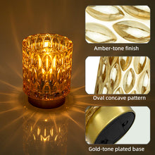 Load image into Gallery viewer, Battery Operated Table Lamps Timer, Mini Crystal Lamp for Area No Plug, Cordless Lamp with LED Bulb for Power Outage, Decorative Lamp for Tabletop/Corner/Entryway/Stairway/Bathroom/Fireplace(2*AMBER)
