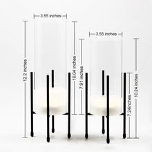Load image into Gallery viewer, Flower Vase for Decor, Glass Table Vase Set for Flowers Plants, Clear Vase with Black Stand, Modern Decorative with Timer LED Lights Battery Operated,Centerpiece/Wedding/Party(Set of 2)
